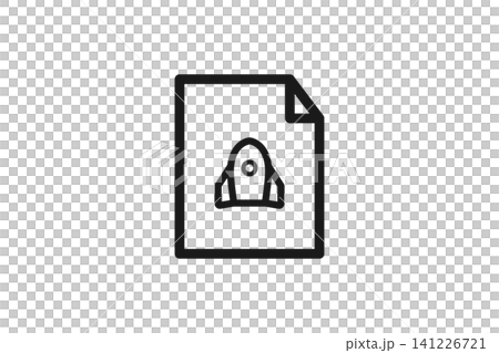 ロケットが描かれた書類の線画アイコン ロケットが描かれた書類の線画アイコン 141226721