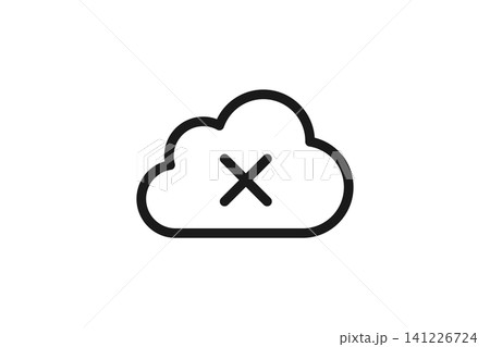 バツ付きクラウドの線画アイコン 無効・削除を表すイラスト バツ付きクラウドの線画アイコン 無効・削除を表すイラスト 141226724