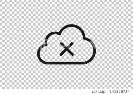 バツ付きクラウドの線画アイコン 無効・削除を表すイラスト バツ付きクラウドの線画アイコン 無効・削除を表すイラスト 141226724