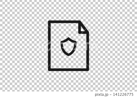 Simple line art icons of documents and shields 141226775