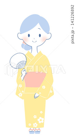 浴衣を着た若い女性のイラスト 浴衣を着た若い女性のイラスト 141226892