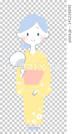 浴衣を着た若い女性のイラスト 浴衣を着た若い女性のイラスト 141226892