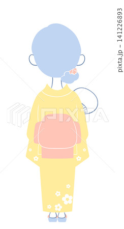 浴衣を着た若い女性のイラスト　後ろ姿 141226893