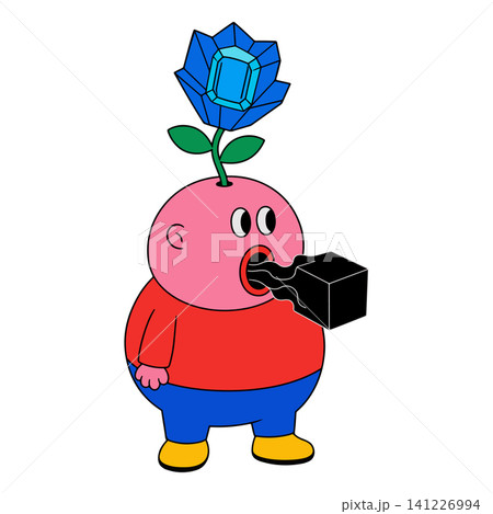 Surreal Character with Gem Flower and Black Cube Surreal Character with Gem Flower and Black Cube 141226994