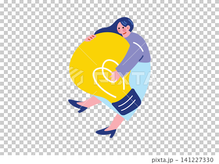 An illustration of a businesswoman having a sudden flash of inspiration. An illustration of a businesswoman having a sudden flash of inspiration. 141227330