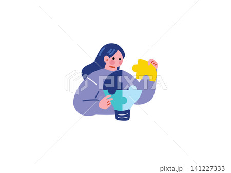 アイディアを閃くビジネス女性のイラスト アイディアを閃くビジネス女性のイラスト 141227333