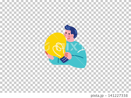 アイディアを閃く男性のイラスト アイディアを閃く男性のイラスト 141227338