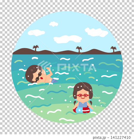 海灘玩耍的插圖 海灘玩耍的插圖 141227410