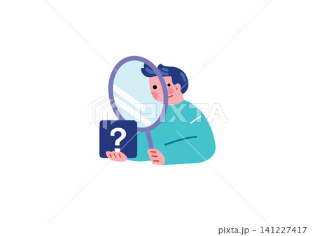 問題を調べるビジネスマンのイラスト 問題を調べるビジネスマンのイラスト 141227417