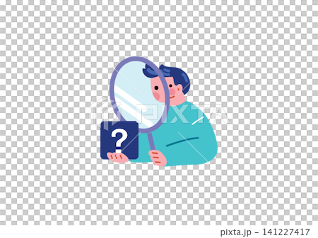 Illustration of a businessman investigating a problem Illustration of a businessman investigating a problem 141227417
