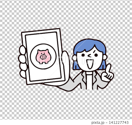 An illustration of a young woman in a suit using a household budgeting app. An illustration of a young woman in a suit using a household budgeting app. 141227743