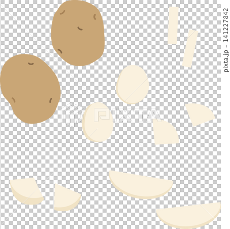 Potato cutting illustration set (rough cuts, round slices, ginkgo leaf cuts, wedge cuts, julienne cuts) Potato cutting illustration set (rough cuts, round slices, ginkgo leaf cuts, wedge cuts, julienne cuts) 141227842