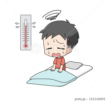 暑さで眠れない男子のイラスト 暑さで眠れない男子のイラスト 141228005