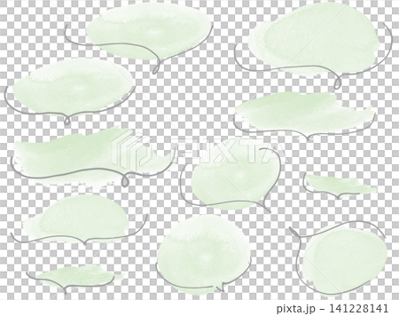 Watercolor-style speech bubble illustration set with green underline - Stylish hand-drawn design material 141228141