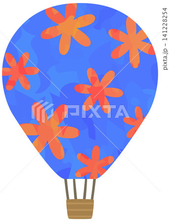 花柄の気球のイラスト 赤 青 ベクター素材 花柄の気球のイラスト 赤 青 ベクター素材 141228254