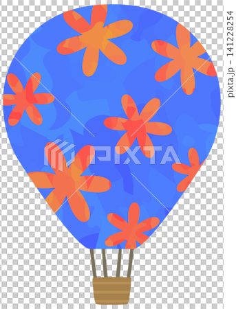 花卉氣球插圖，紅色和藍色，向量圖。 141228254