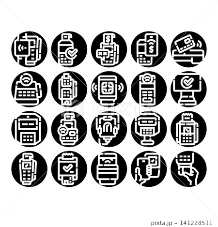 Payment terminal nfc electronic wireless transaction icons Payment terminal nfc electronic wireless transaction icons 141228511