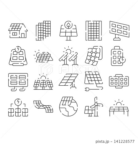 Solar panel energy green ecosystem icons set Solar panel energy green ecosystem icons set 141228577