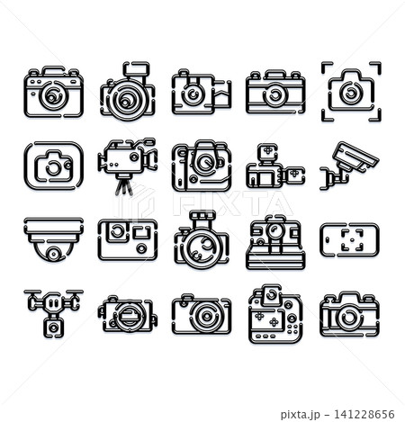 Camera icon set illustrating various photography and video devices Camera icon set illustrating various photography and video devices 141228656
