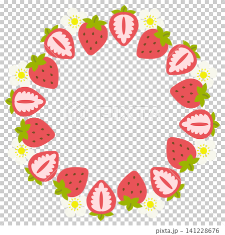 Retro pop strawberry circular frame Retro pop strawberry circular frame 141228676