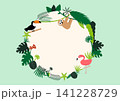 ジャングルの動物と植物のフレーム 141228729