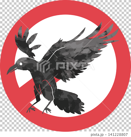 カラス対策・進入禁止マークの手書き風イラスト(ゴミ荒らし対策・鳥害防止・サイン) カラス対策・進入禁止マークの手書き風イラスト(ゴミ荒らし対策・鳥害防止・サイン) 141228807