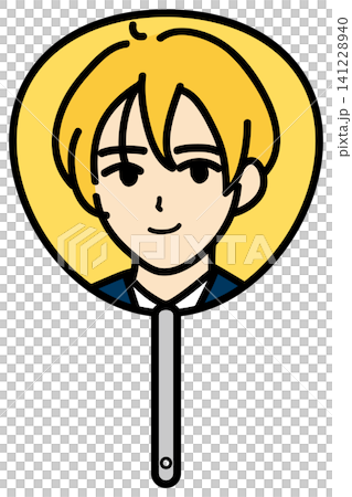 <粉絲活動> 印有男性角色插畫的風扇(黃色) <粉絲活動> 印有男性角色插畫的風扇(黃色) 141228940