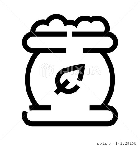 Bag of organic gardening soil with leaf icon Bag of organic gardening soil with leaf icon 141229159