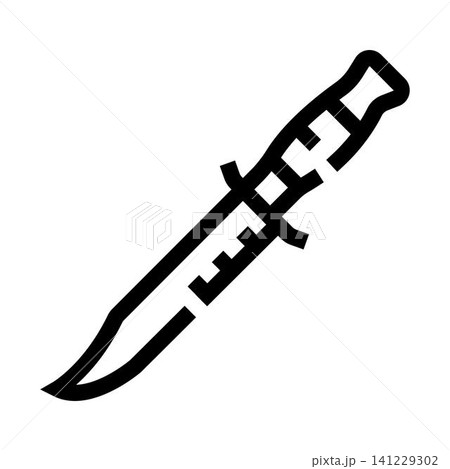 Combat knife icon illustrating hunting and survival tool Combat knife icon illustrating hunting and survival tool 141229302