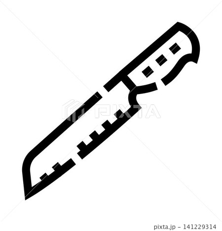 Bread knife serrated blade kitchen utensil icon Bread knife serrated blade kitchen utensil icon 141229314
