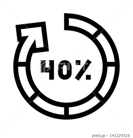 Circular data loading progress icon with 40 percent Circular data loading progress icon with 40 percent 141229328