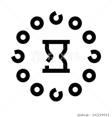 Hourglass icon with rotating loading circles 141229331