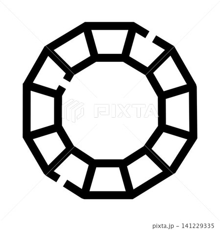 Outline icon representing a circular faceted gem Outline icon representing a circular faceted gem 141229335