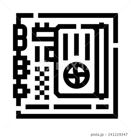 Computer motherboard with gpu and processing fan icon 141229347