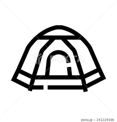 Camping tent line art icon for outdoor adventure 141229386