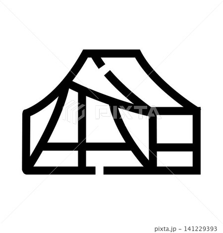 Camping tent line art icon exploring outdoors adventure 141229393