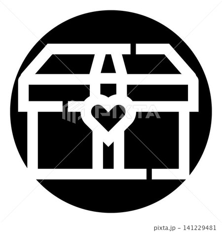 Treasure chest box with heart lock icon Treasure chest box with heart lock icon 141229481
