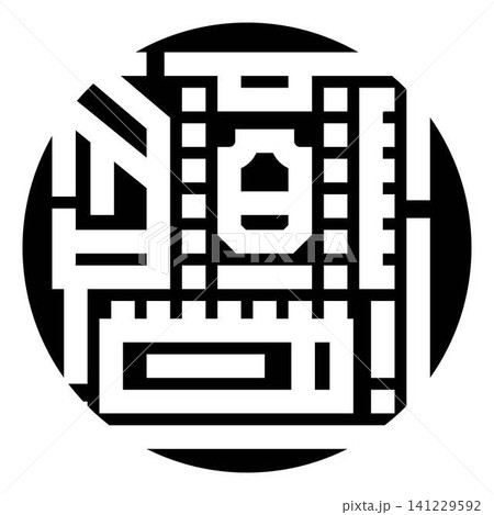 Computer chip circuitry inside a circular frame Computer chip circuitry inside a circular frame 141229592