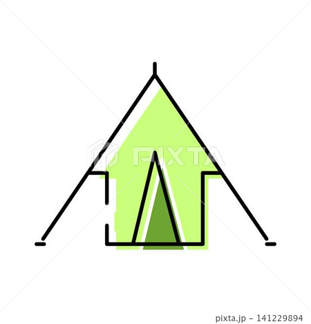 Camping tent green icon outdoor adventure leisure 141229894