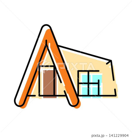 A frame house architecture cozy dwelling icon A frame house architecture cozy dwelling icon 141229904