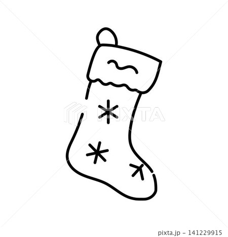 Christmas stocking icon with snowflake decoration design Christmas stocking icon with snowflake decoration design 141229915