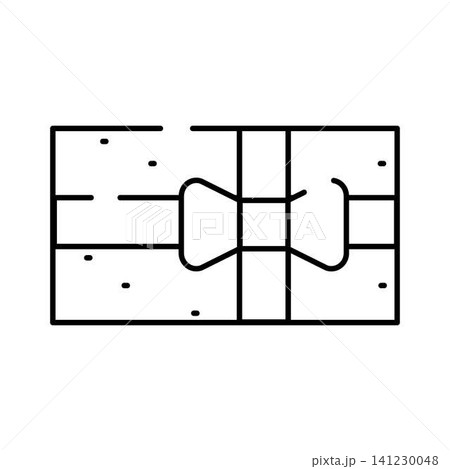 Gift box with bow line art icon Gift box with bow line art icon 141230048