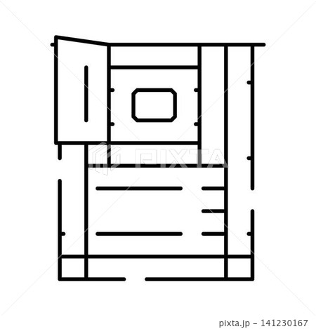 Armored storage safe cabinet security line icon Armored storage safe cabinet security line icon 141230167