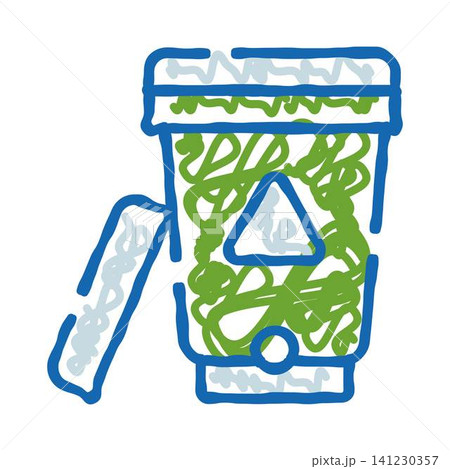 Biohazard sharp container disposal process icon doodle Biohazard sharp container disposal process icon doodle 141230357