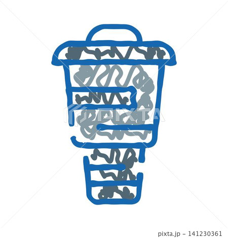 Waste bin doodle with overflowing garbage icon 141230361