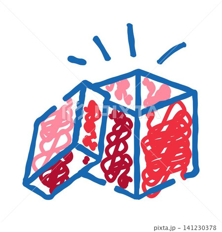 Doodle style box opening filled with abstract shapes 141230378