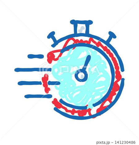 Stopwatch doodle showing fast passing time concept 141230486