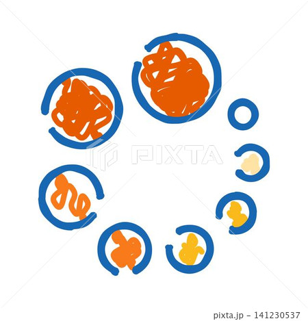 Abstract blue circles with evolving orange forms Abstract blue circles with evolving orange forms 141230537
