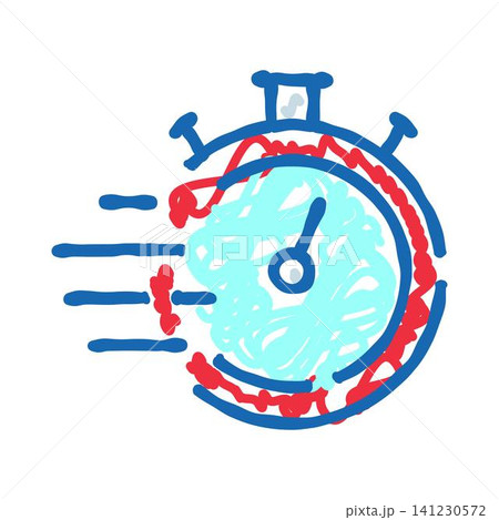 Stopwatch doodle showing fast passing time concept Stopwatch doodle showing fast passing time concept 141230572