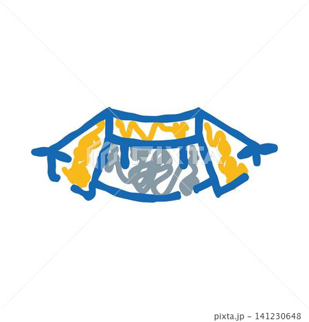 Minimalist abstract drawing with blue and yellow lines 141230648